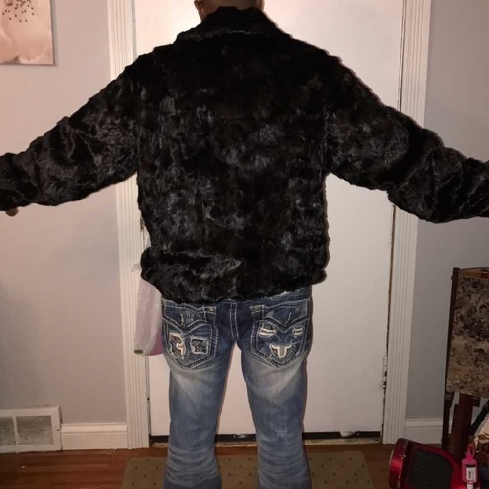 Men's Genuine Mink Bomber Coat Very High Quality Material And Craftsmanship - Picture 4 of 9